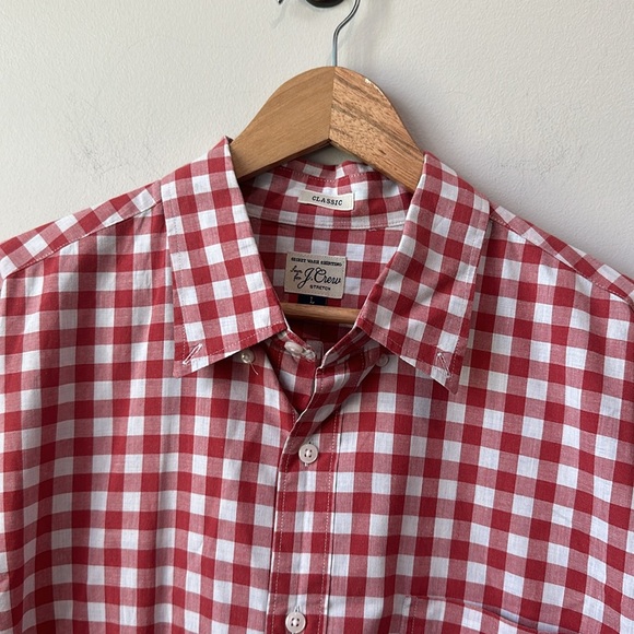 BUNDLE Men’s J Crew Button Down Red Navy Checked Classic Fit L - Picture 2 of 7